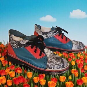 NWoT  Soletech hand painted leather lace up oxford shoes Men size 7 women 8.5